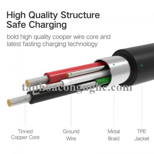 Ugreen 40347 0.5M màu Đen Cáp sạc truyền dữ liệu USB 2.0 sang 2 đầu MICRO USB cao cấp US196 30040347